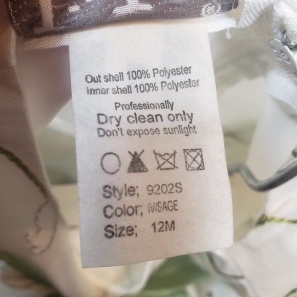 Tip Top Dress 12 Month Ruffle Bow Ivory Sage USA Fancy Baby Party - Picture 5 of 12